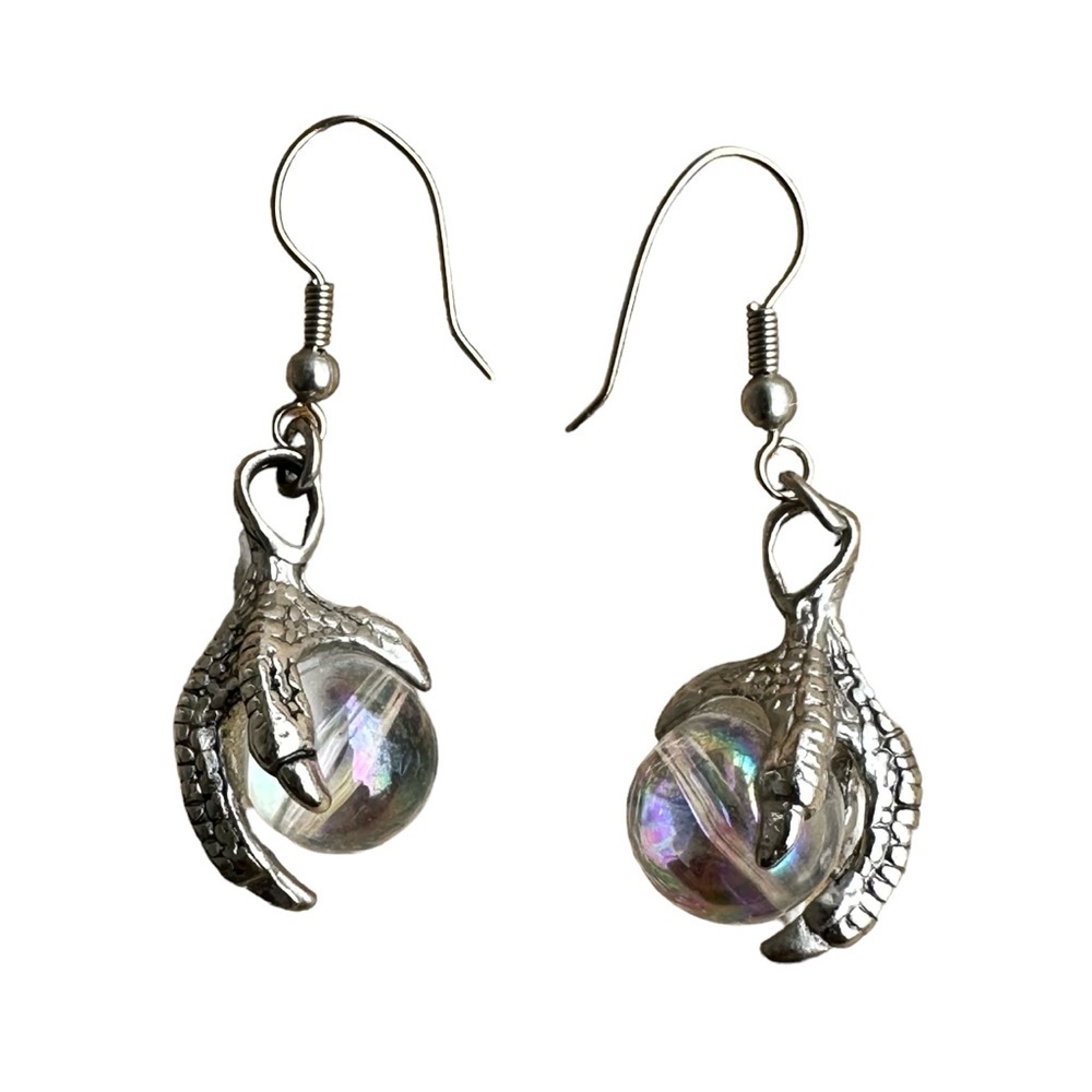 Sterling Silver Dragon’s Claw Dangle Earrings
